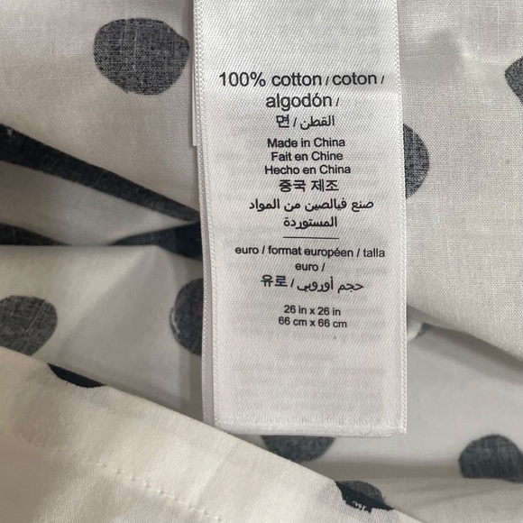 EMILY & MERITT Pottery Barn Teen Black White Cabana Stripe Polka Dot Euro Sham - Picture 7 of 11